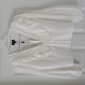 Bardot Ivory Embroidery Blouse Semi Sheer Size 8/M
